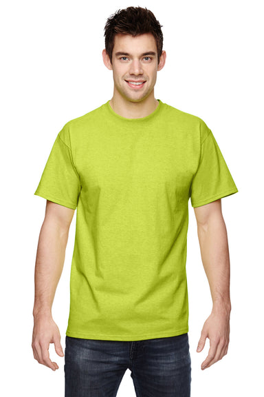 Fruit Of The Loom 3931 Mens HD Jersey Short Sleeve Crewneck T-Shirt Safety Green Front