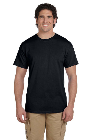 Fruit Of The Loom 3931 Mens HD Jersey Short Sleeve Crewneck T-Shirt Black Front