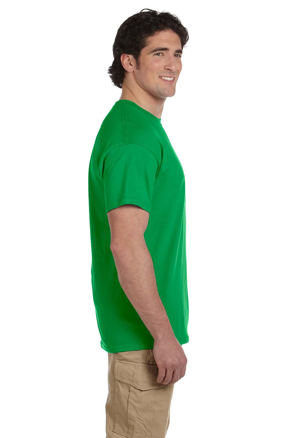 Fruit Of The Loom 3931 Mens HD Jersey Short Sleeve Crewneck T-Shirt Kelly Green Side