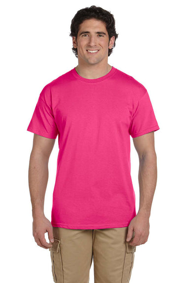 Fruit Of The Loom 3931 Mens HD Jersey Short Sleeve Crewneck T-Shirt Cyber Pink Front