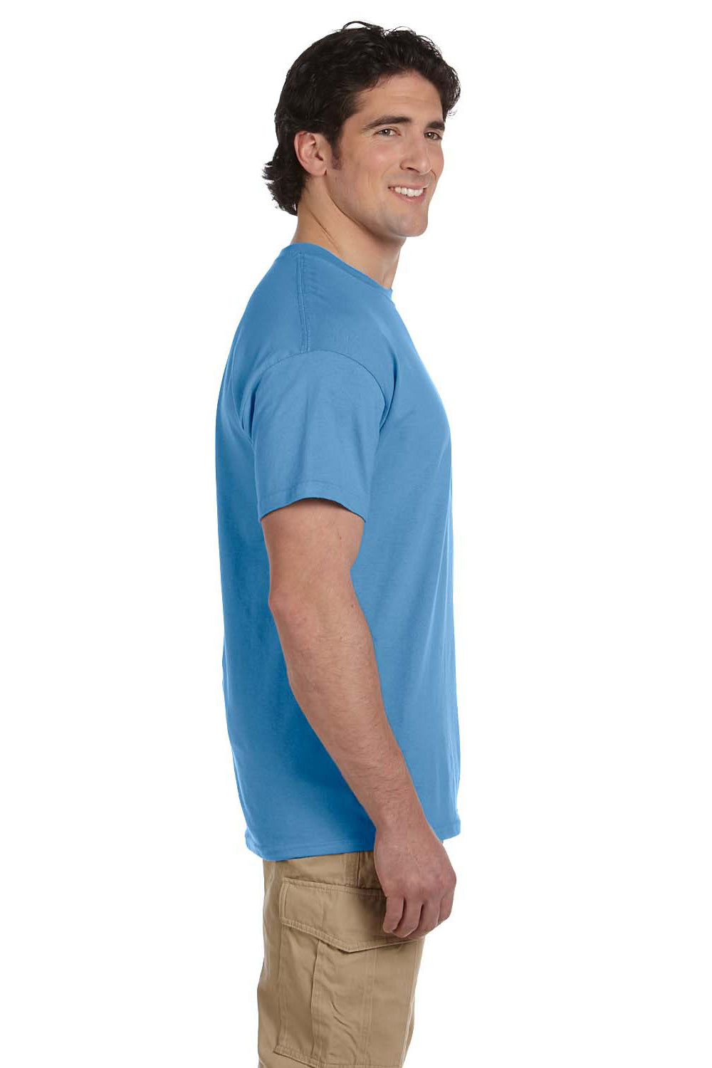 Fruit Of The Loom 3931 Mens HD Jersey Short Sleeve Crewneck T-Shirt Columbia Blue Side