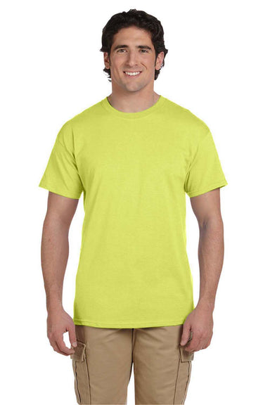 Fruit Of The Loom 3931 Mens HD Jersey Short Sleeve Crewneck T-Shirt Neon Yellow Front