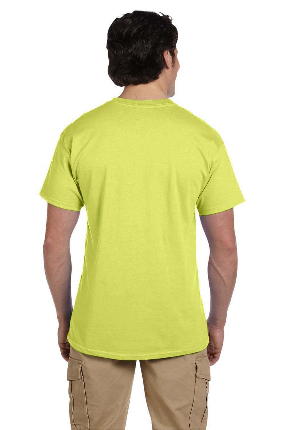 Fruit Of The Loom 3931 Mens HD Jersey Short Sleeve Crewneck T-Shirt Neon Yellow Back