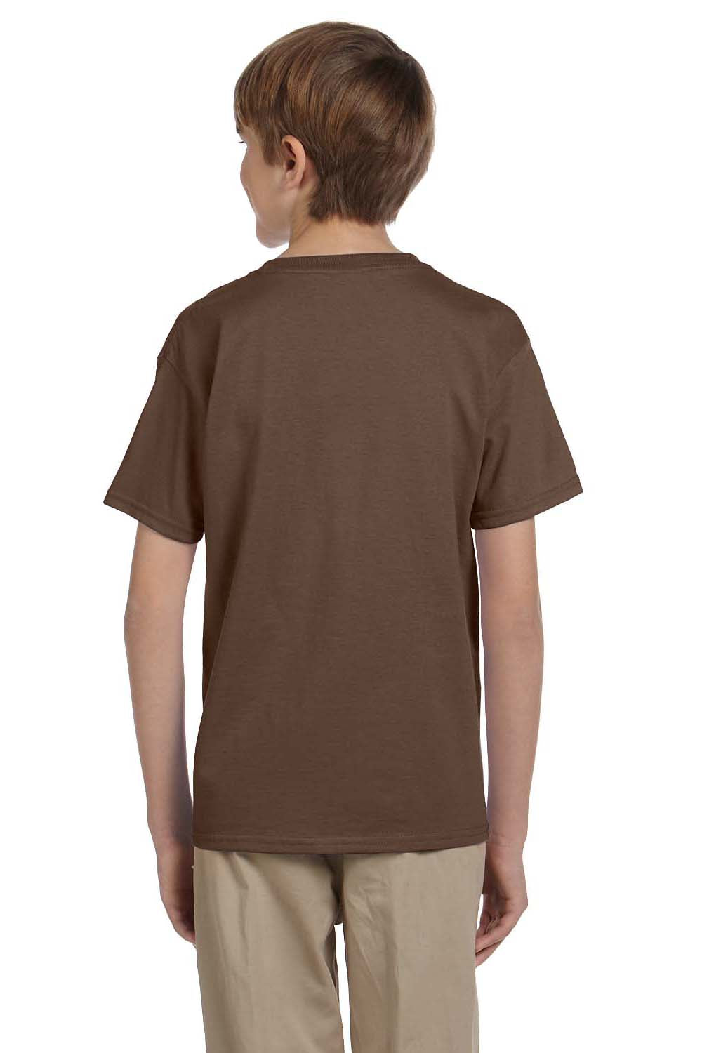 Fruit Of The Loom 3931B Youth HD Jersey Short Sleeve Crewneck T-Shirt Chocolate Brown Back
