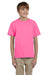 Fruit Of The Loom 3931B Youth HD Jersey Short Sleeve Crewneck T-Shirt Neon Pink Front
