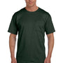 Fruit Of The Loom Mens HD Jersey Short Sleeve Crewneck T-Shirt w/ Pocket - Forest Green - Closeout