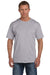 Fruit Of The Loom 3931P Mens HD Jersey Short Sleeve Crewneck T-Shirt w/ Pocket Heather Grey Front