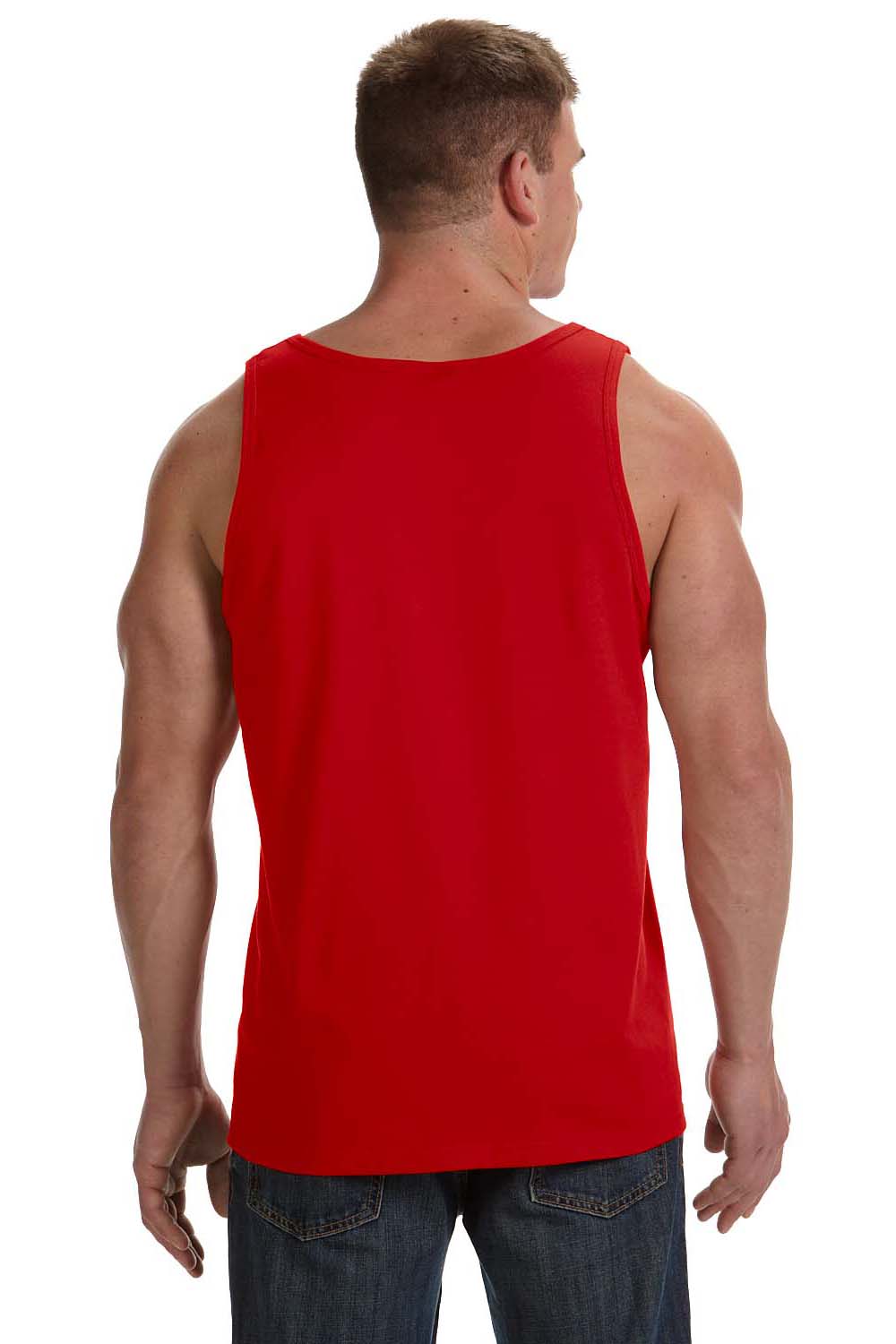 Fruit Of The Loom 39TKR Mens HD Jersey Tank Top Red Back