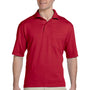 Jerzees Mens SpotShield Stain Resistant Short Sleeve Polo Shirt w/ Pocket - True Red