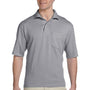 Jerzees Mens SpotShield Stain Resistant Short Sleeve Polo Shirt w/ Pocket - Oxford Grey