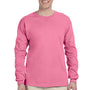 Fruit Of The Loom Mens HD Jersey Long Sleeve Crewneck T-Shirt - Azalea Pink