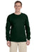 Fruit Of The Loom 4930 Mens HD Jersey Long Sleeve Crewneck T-Shirt Forest Green Front