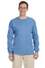 Fruit Of The Loom 4930 Mens HD Jersey Long Sleeve Crewneck T-Shirt Columbia Blue Front