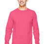 Fruit Of The Loom Mens HD Jersey Long Sleeve Crewneck T-Shirt - Neon Pink