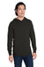 Fruit Of The Loom 4930LSH Mens HD Jersey Long Sleeve Hooded T-Shirt Hoodie Ink Black Front