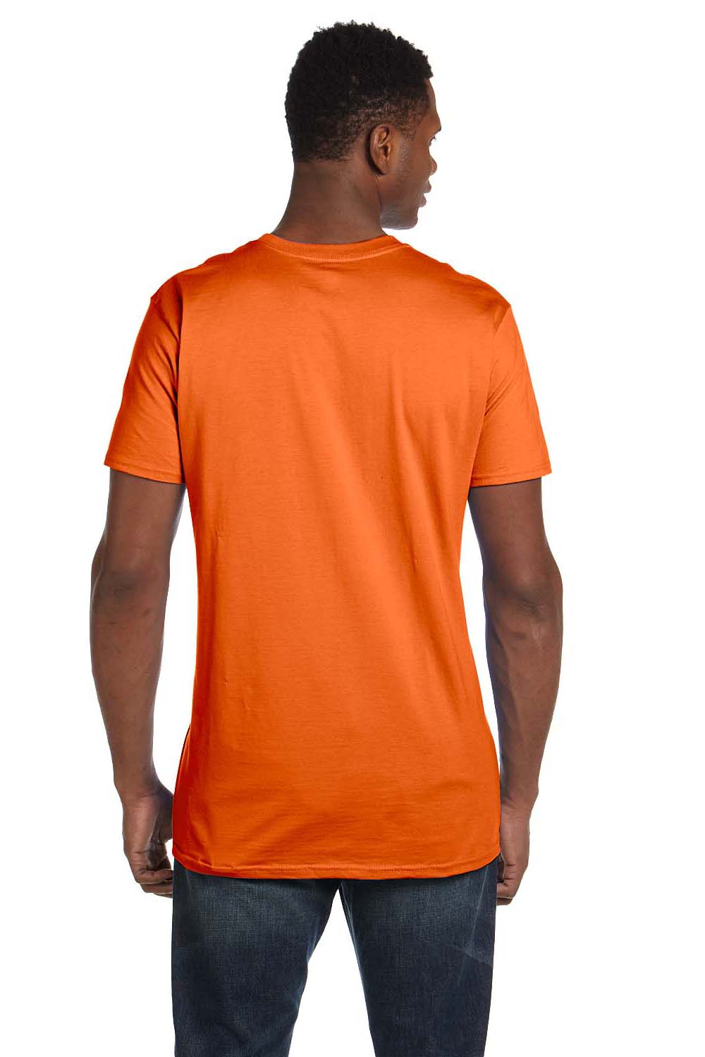 Hanes 4980 Mens Nano-T Short Sleeve Crewneck T-Shirt Orange Back