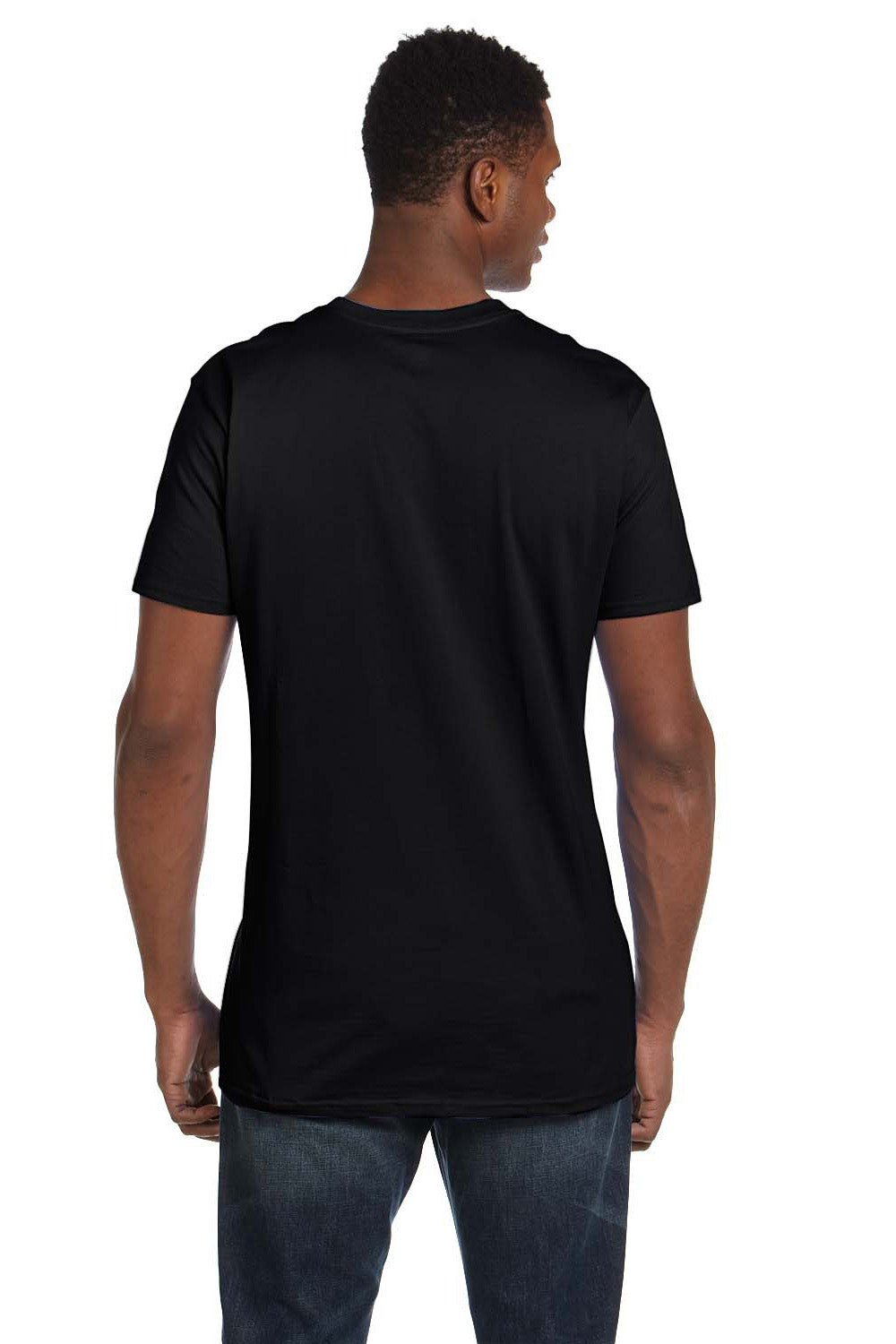 Hanes 498PT Mens Perfect-T PreTreat Short Sleeve Crewneck T-Shirt Black Back