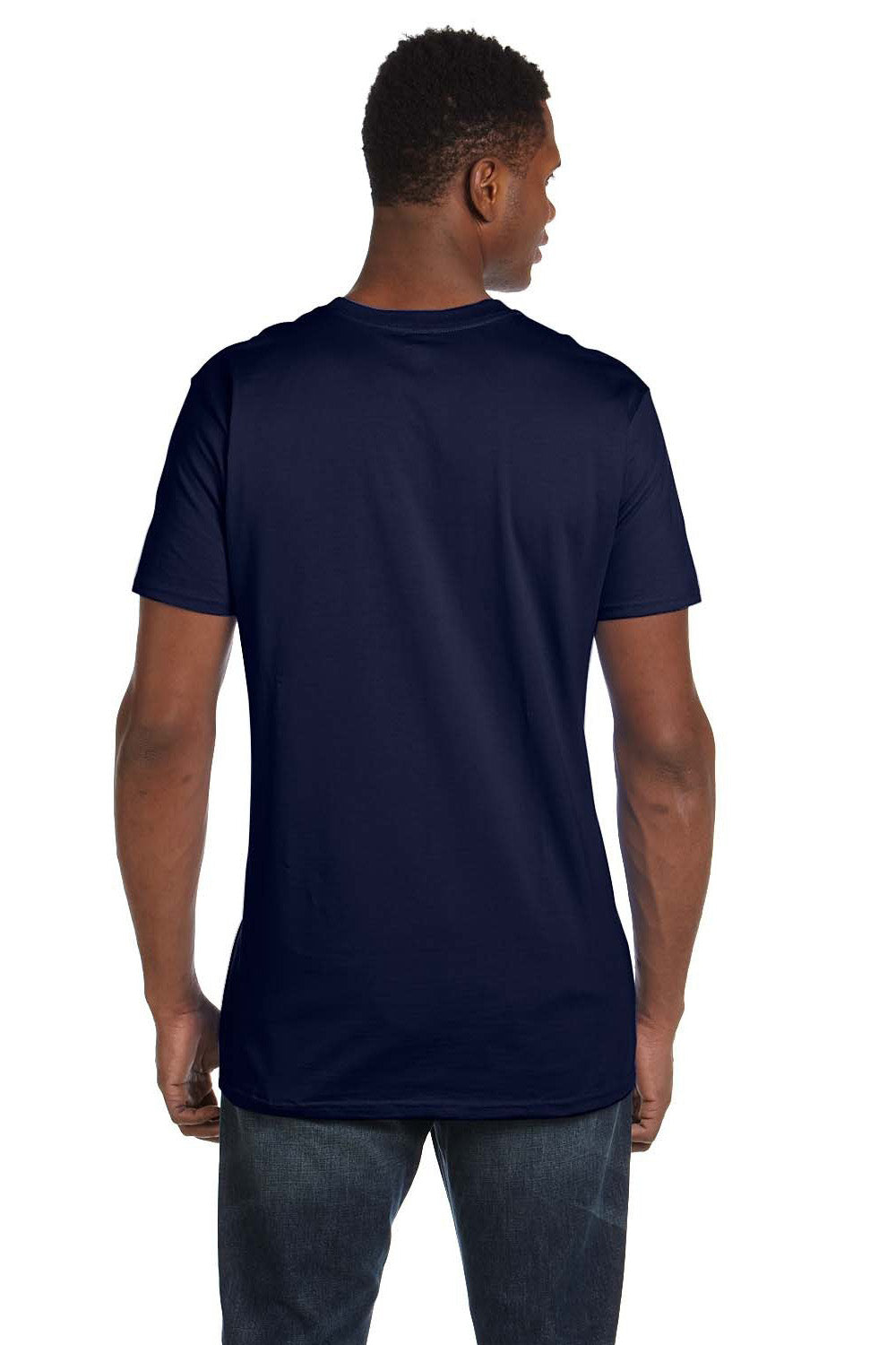 Hanes 498PT Mens Perfect-T PreTreat Short Sleeve Crewneck T-Shirt Navy Blue Back