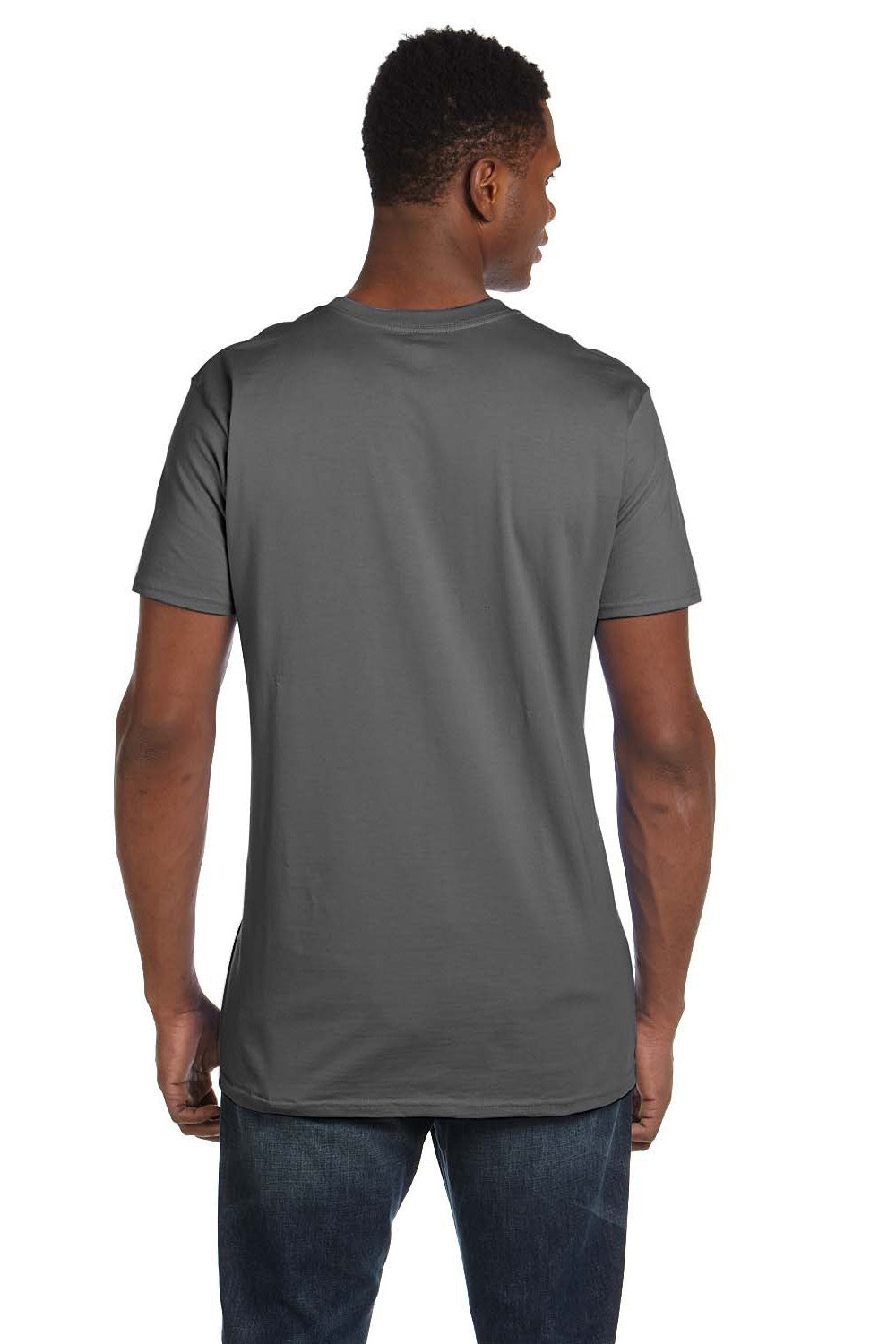 Hanes 498PT Mens Perfect-T PreTreat Short Sleeve Crewneck T-Shirt Smoke Grey Back