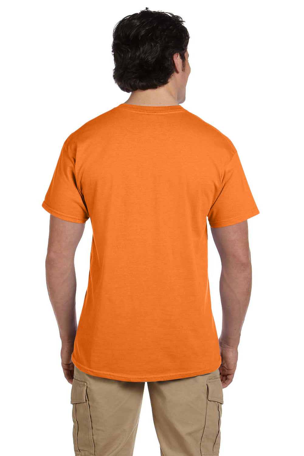 Hanes 5170 Mens EcoSmart Short Sleeve Crewneck T-Shirt Safety Orange Back
