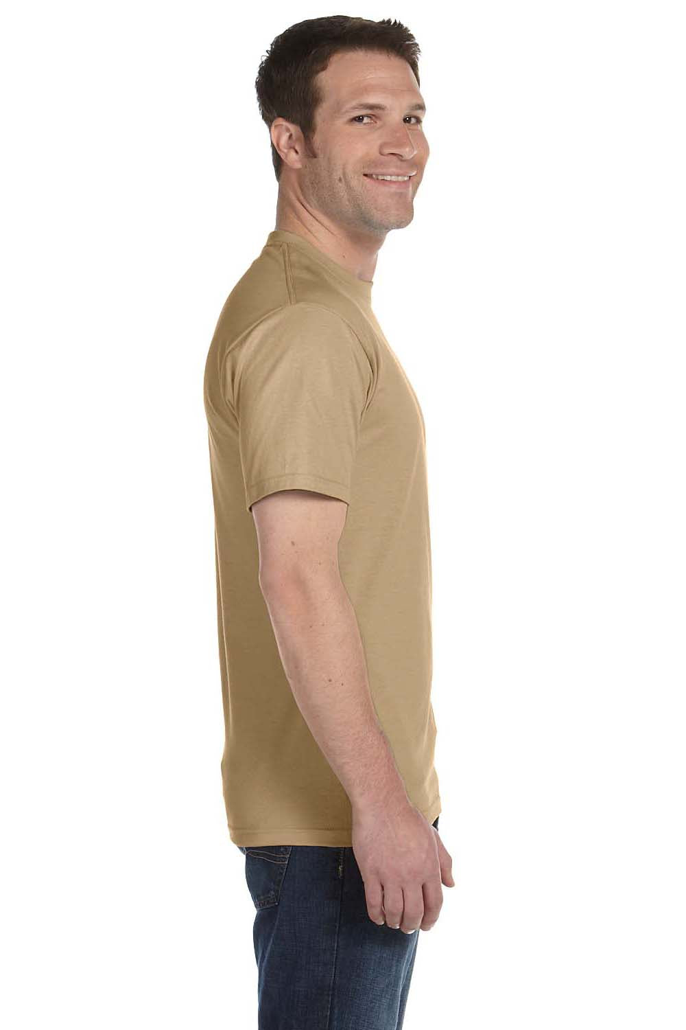 Hanes 5180 Mens Beefy-T Short Sleeve Crewneck T-Shirt Pebble Brown Side