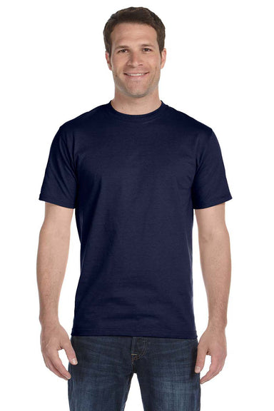 Hanes 5180 Mens Beefy-T Short Sleeve Crewneck T-Shirt Navy Blue Front
