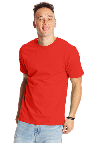 Hanes 5180/518T Mens Beefy-T Short Sleeve Crewneck T-Shirt Poppy Red Front