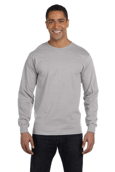 Hanes 5186 Mens Beefy-T Long Sleeve Crewneck T-Shirt Light Steel Grey Front