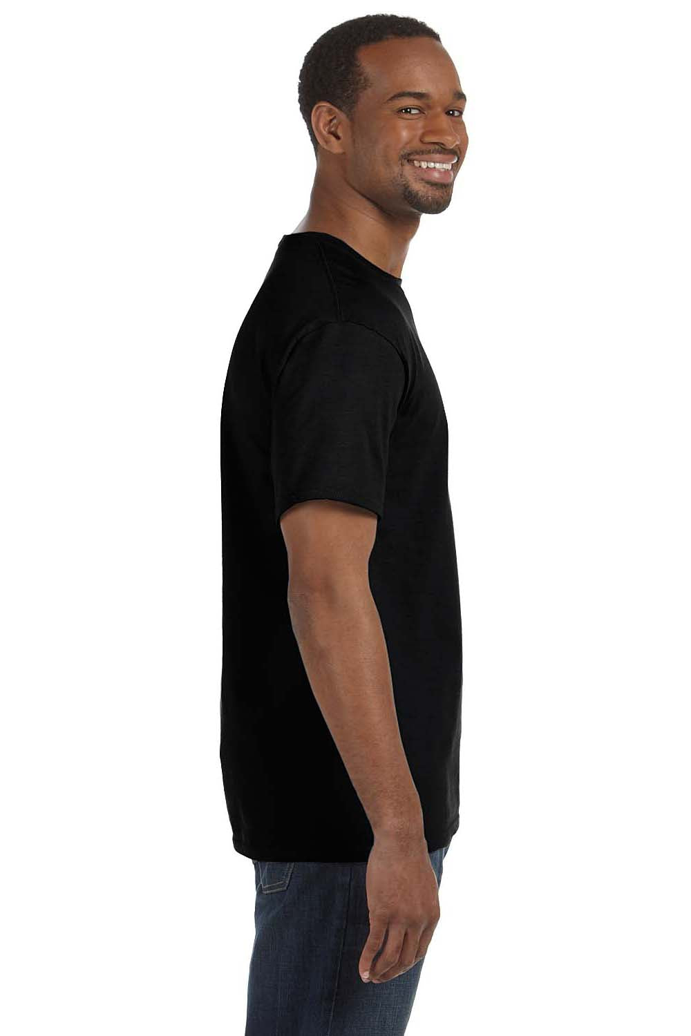 Hanes 5250T Mens ComfortSoft Short Sleeve Crewneck T-Shirt Black Side