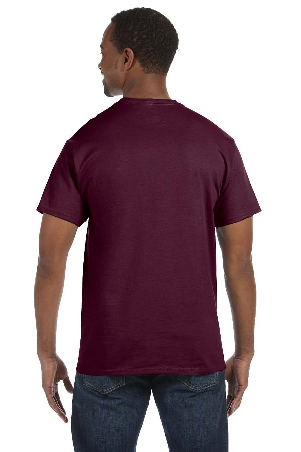 Hanes 5250T Mens ComfortSoft Short Sleeve Crewneck T-Shirt Maroon Back