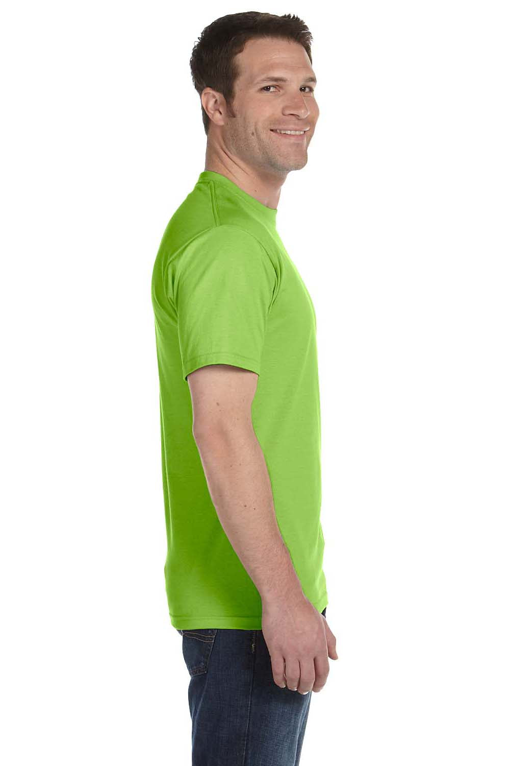 Hanes 5280 Mens ComfortSoft Short Sleeve Crewneck T-Shirt Lime Green Side