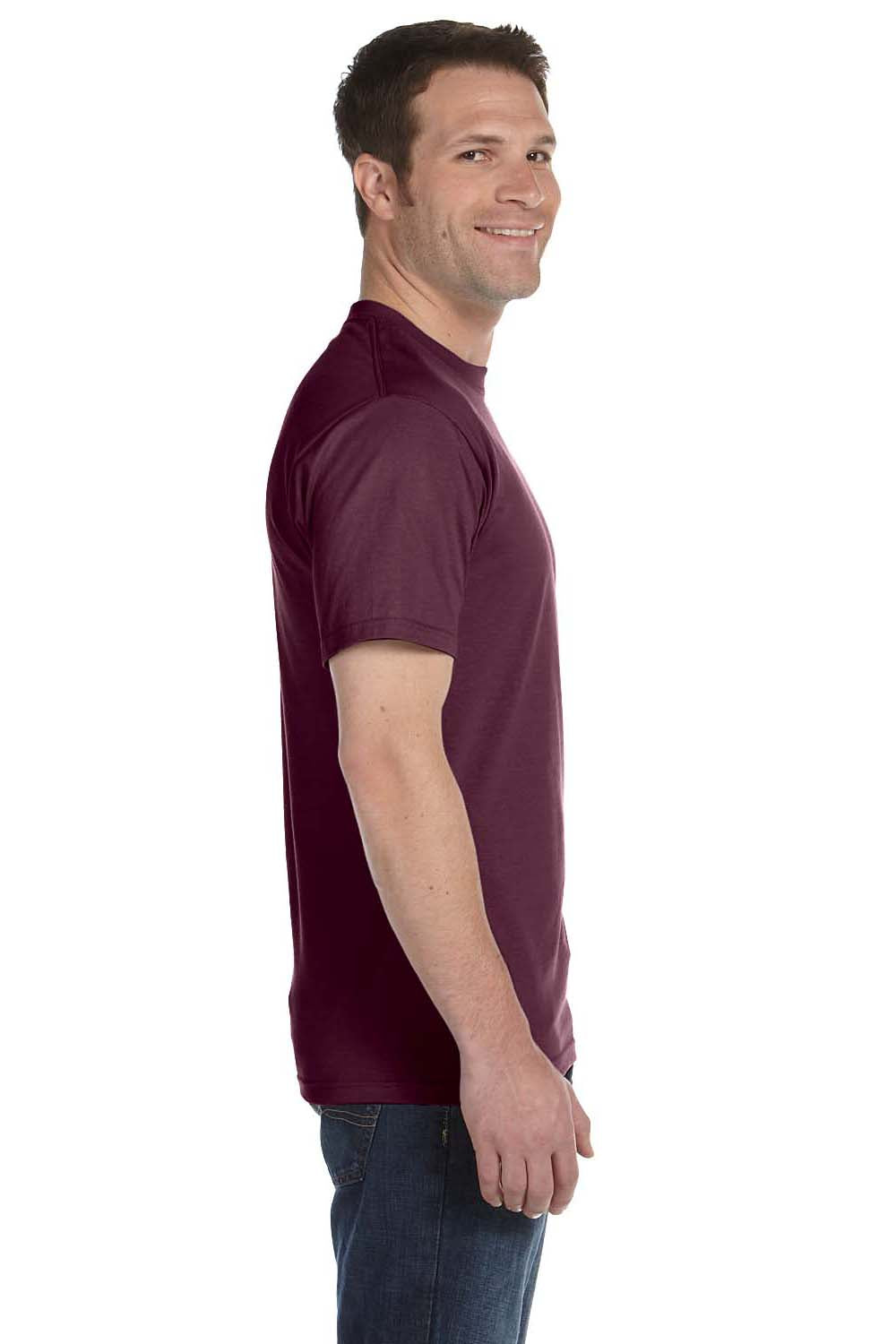 Hanes 5280 Mens ComfortSoft Short Sleeve Crewneck T-Shirt Maroon Side