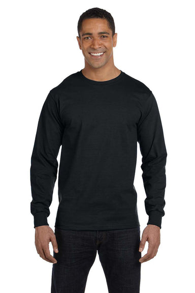 Hanes 5286 Mens ComfortSoft Long Sleeve Crewneck T-Shirt Black Front