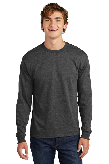 Hanes 5286 Mens ComfortSoft Long Sleeve Crewneck T-Shirt Heather Charcoal Grey Front