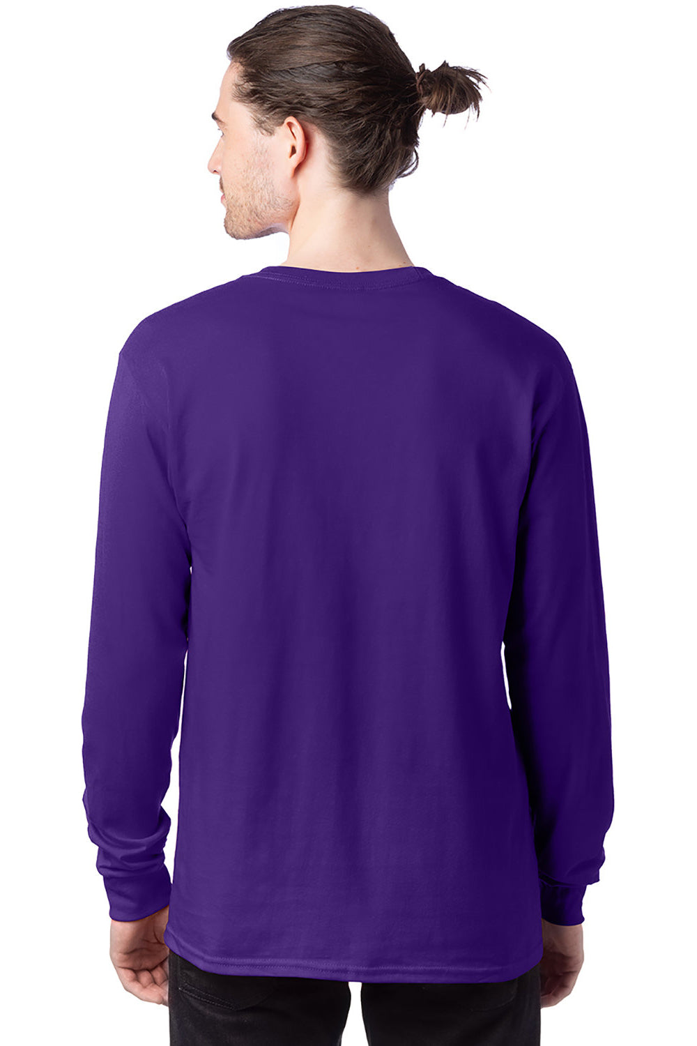 Hanes 5286 Mens ComfortSoft Long Sleeve Crewneck T-Shirt Athletic Purple Back