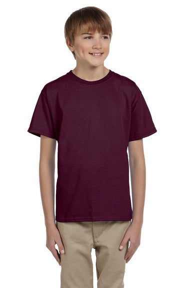 Hanes 5370 Youth EcoSmart Short Sleeve Crewneck T-Shirt Maroon Front