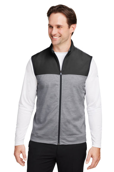 Puma 537465 Mens Cloudspun Colorblock Full Zip Vest Black/Quiet Shade Grey Front