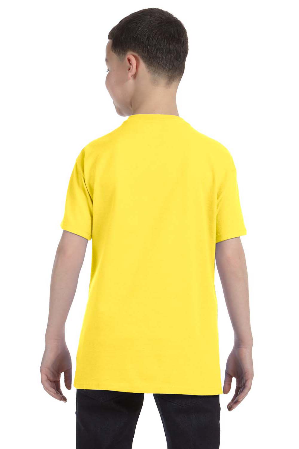 Hanes 54500 Youth ComfortSoft Short Sleeve Crewneck T-Shirt Yellow Back