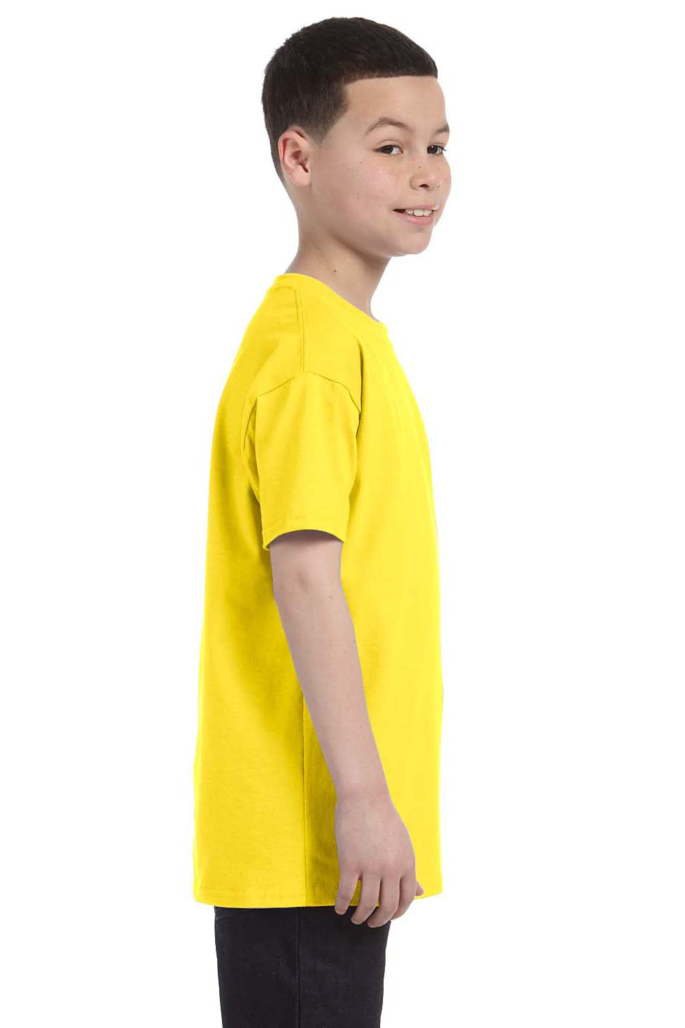 Hanes 54500 Youth ComfortSoft Short Sleeve Crewneck T-Shirt Yellow Side