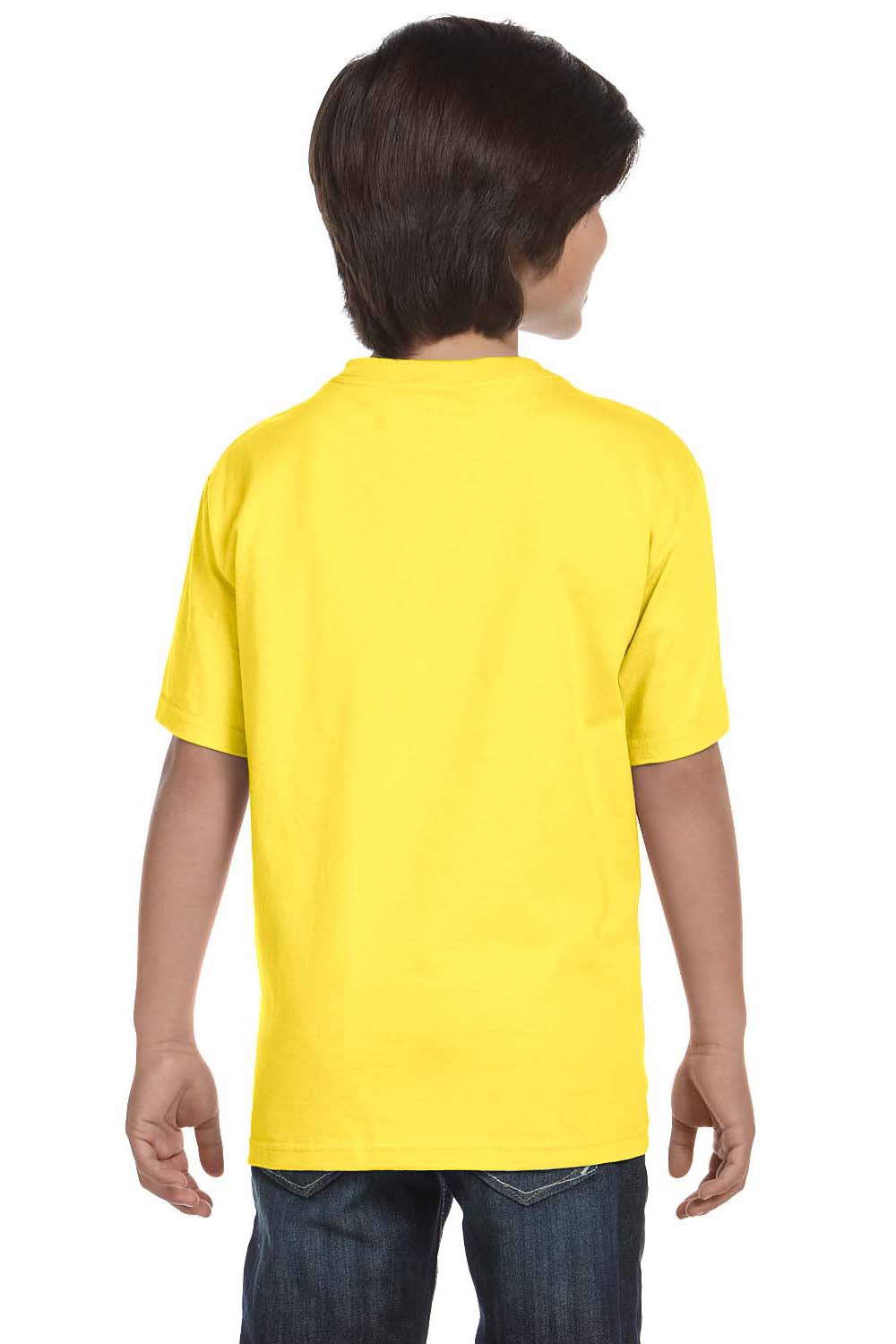 Hanes 5480 Youth ComfortSoft Short Sleeve Crewneck T-Shirt Yellow Back
