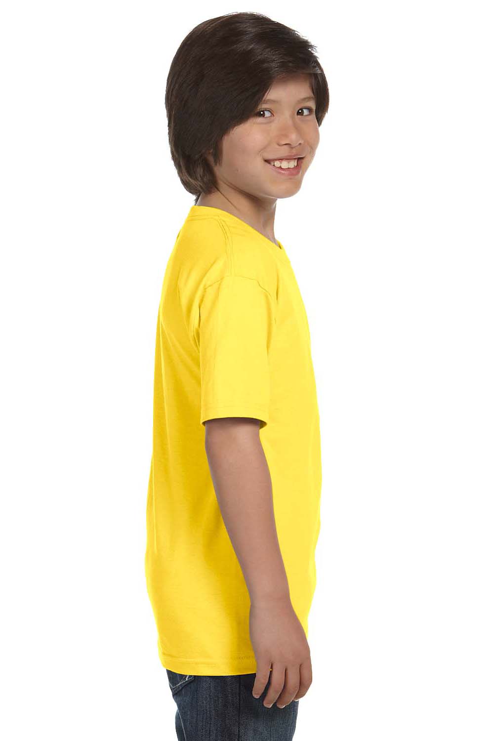 Hanes 5480 Youth ComfortSoft Short Sleeve Crewneck T-Shirt Yellow Side