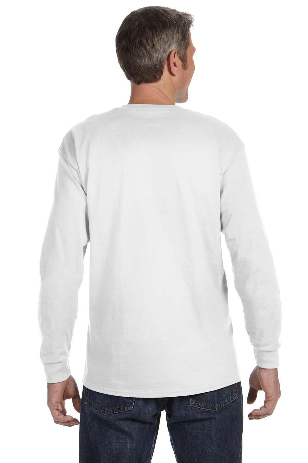 Hanes 5586 Mens ComfortSoft Long Sleeve Crewneck T-Shirt White Back