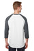 Jerzees 560RR Mens Premium Blend Baseball 3/4 Sleeve Crewneck T-Shirt White/Heather Charcoal Grey Back