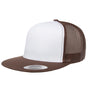 Yupoong Mens Adjustable Trucker Hat - White/Brown