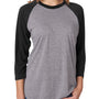 Next Level Mens Jersey 3/4 Sleeve Crewneck T-Shirt - Heather Grey/Vintage Black