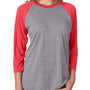 Next Level Mens Jersey 3/4 Sleeve Crewneck T-Shirt - Heather Grey/Vintage Red