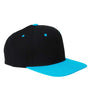 Yupoong Mens Adjustable Hat - Black/Teal Blue