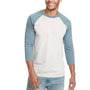 Next Level Womens Burnout Long Sleeve Hooded T-Shirt Hoodie - White/Indigo Blue - Closeout