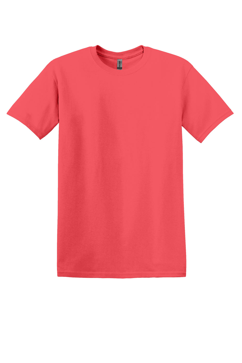 Gildan Mens Softstyle Short Sleeve Crewneck T-Shirt Coral Silk Pink Flat Front