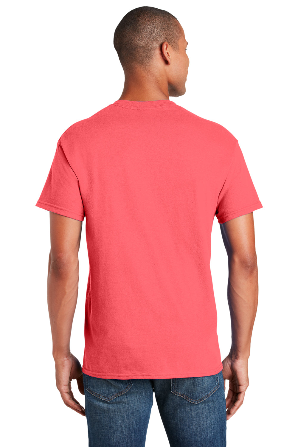 Gildan Mens Softstyle Short Sleeve Crewneck T-Shirt Coral Silk Pink Back